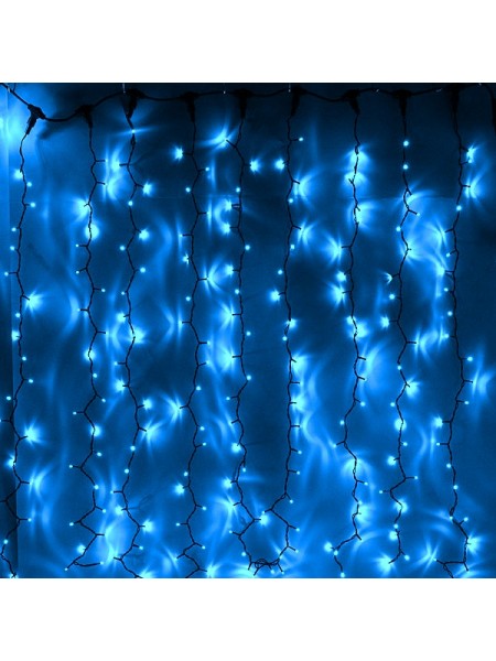 Дождь 3х2м с/д 220В цвет свечения: синий 48 ватт, черный провод, 600 led, IP65