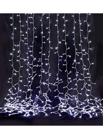 Дождь светодиодный,10 нитей, 1*2 м.,220 V, белый провод, цвет белый.