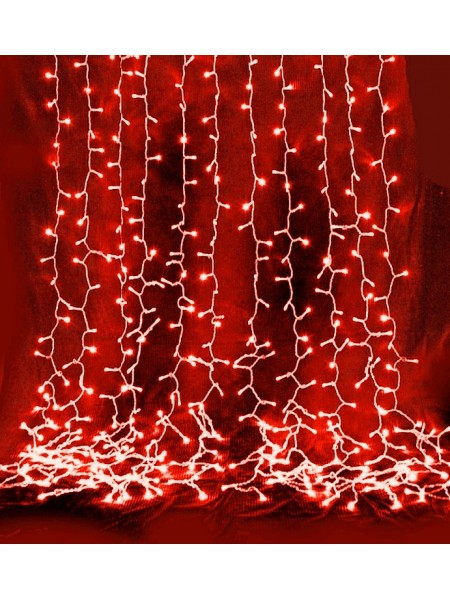 Дождь 6*2м с/д 220В цвет свечения: красный 84 ватт, 1200 led, IP65