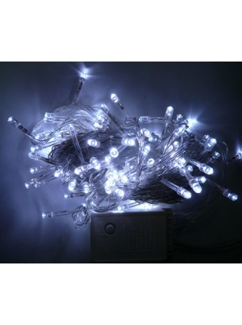Шнурок 100 LED Тепло-белый, черный провод, 7м, коробка 60шт