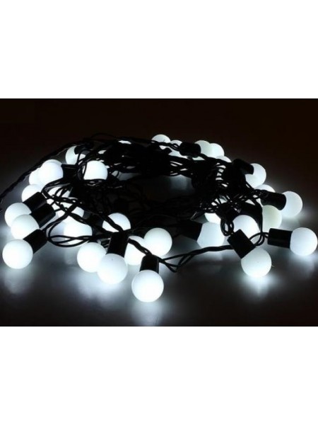 Гирлянда LED шарик 10 метров с контроллером,провод белый,100LED, шарика 23мм, цвет белый