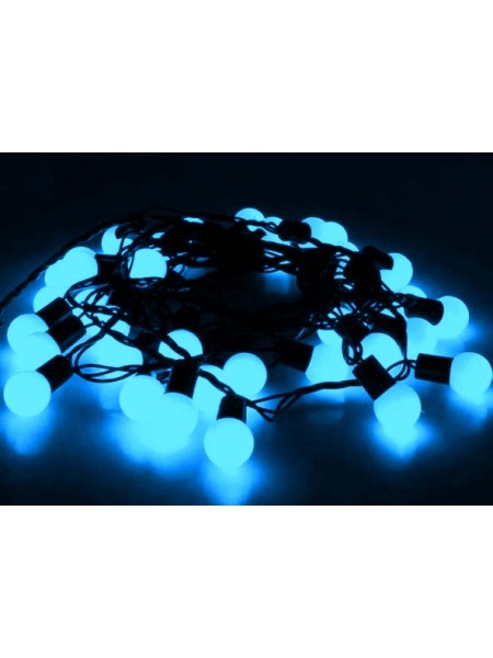 Гирлянда LED шарик 10 метров с контроллером,провод белый,100LED, шарика 23мм, цвет синий