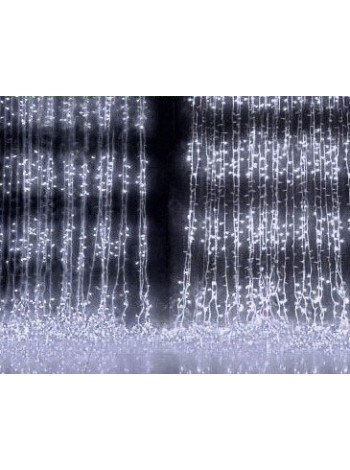 Водопад 1х3 м с/д 220В цвет свечения: белый 50 ватт, белый провод, 640 led, IP65